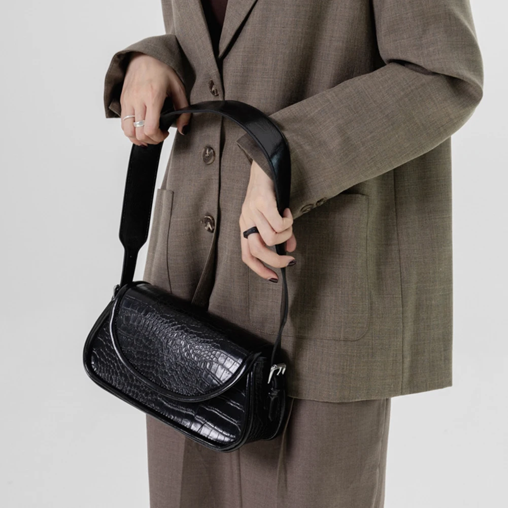 

Litchi Pattern Shoulder Bag Leather Casual Shoulder Bag Female Travel Underarm Top Handle Bag Outdoor Shopping Business