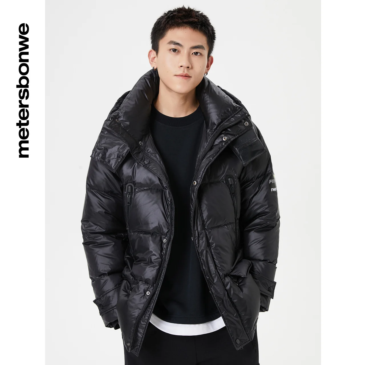 Metersbonwe Short Thick Down Jacket Men Winter Glossy Removable Hood Cropped Down Coat Male Brand Loose Outerwear Warm Coat New