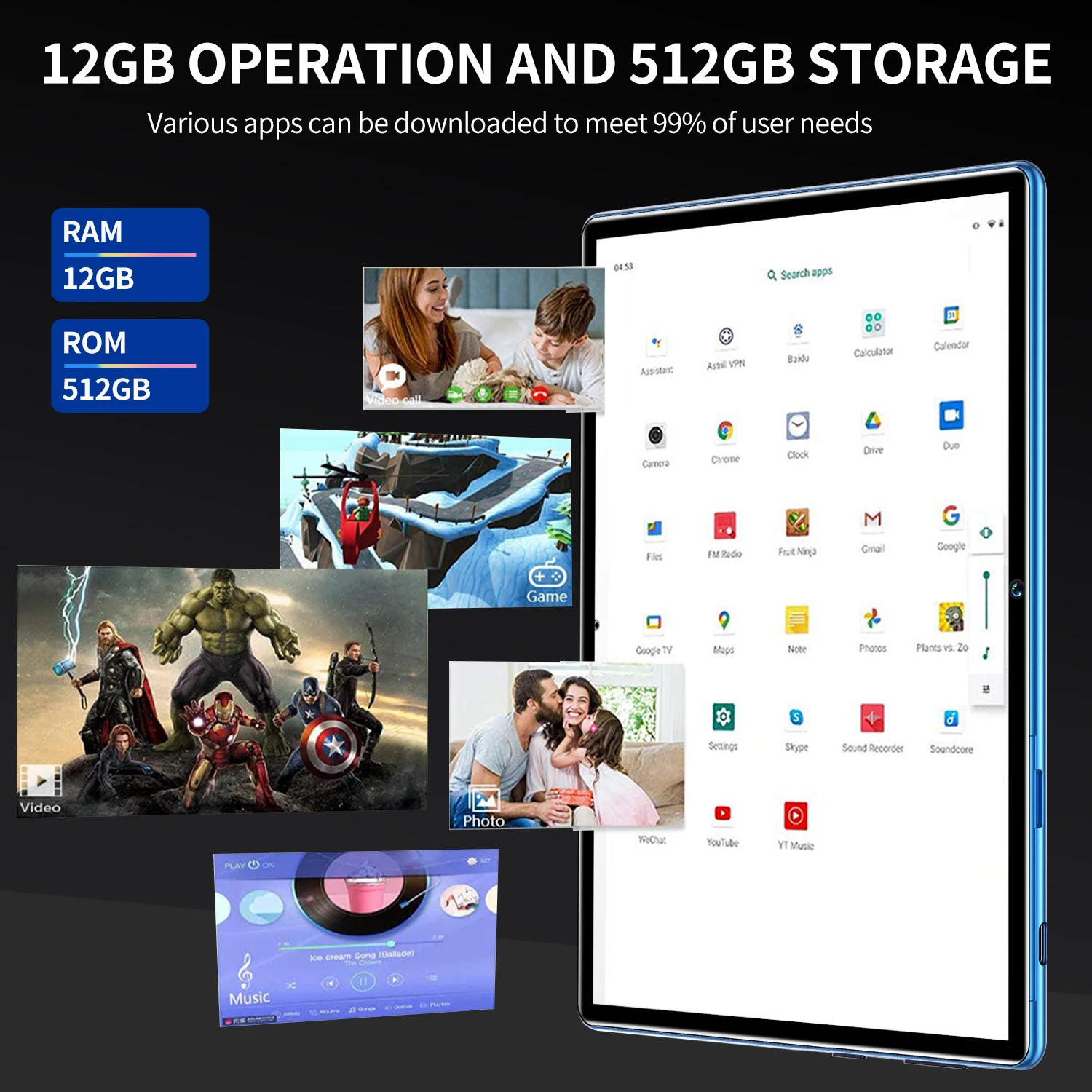 Global Version 5 Pro Android Tablet PC 8000mAh 12GB RAM 512GB ROM 16+32MP Camera 10 Core WIFI Netbook 8.1 Inch Laptop mini Pad |