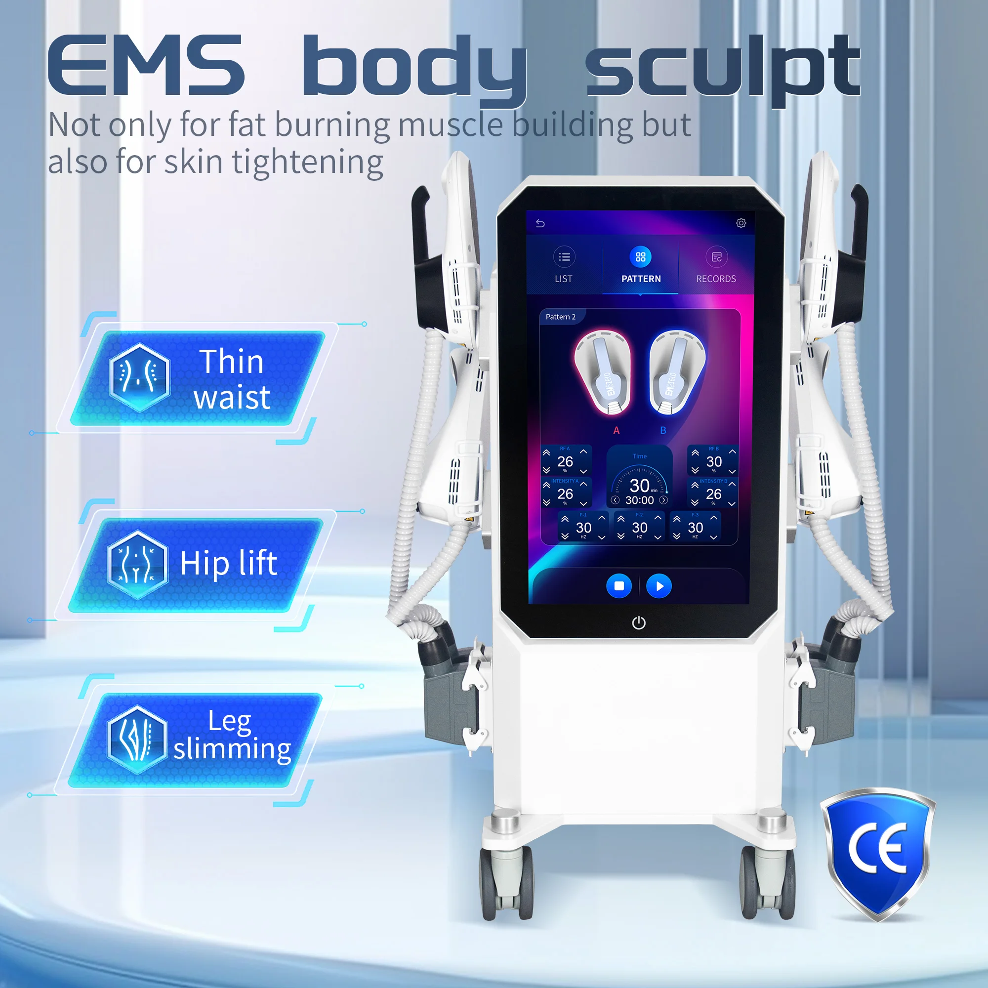 Фото MYOslim Ems машина NEO 2024 6500 Вт для моделирования тела Электромагнитный стимулятор для похудения оборудование ems мышцы №1