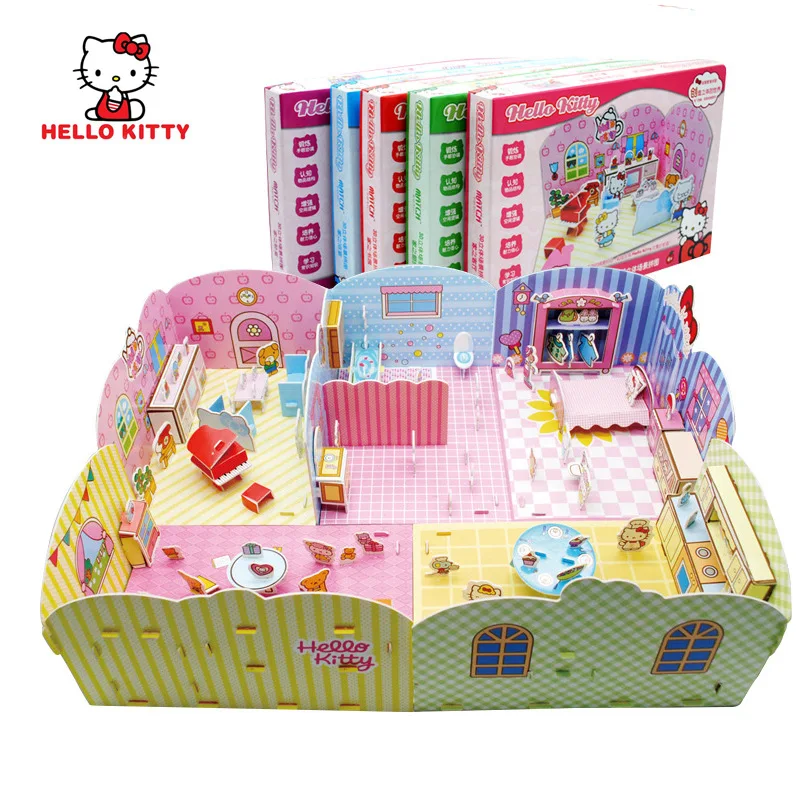 

33 см/шт. Hellow Kittys Sanrio плюшевые кавайные Мультяшные Милые 3D стерео головоломки серии DIY Аниме Фигурки игрушки для девочки подарок на день рожде...