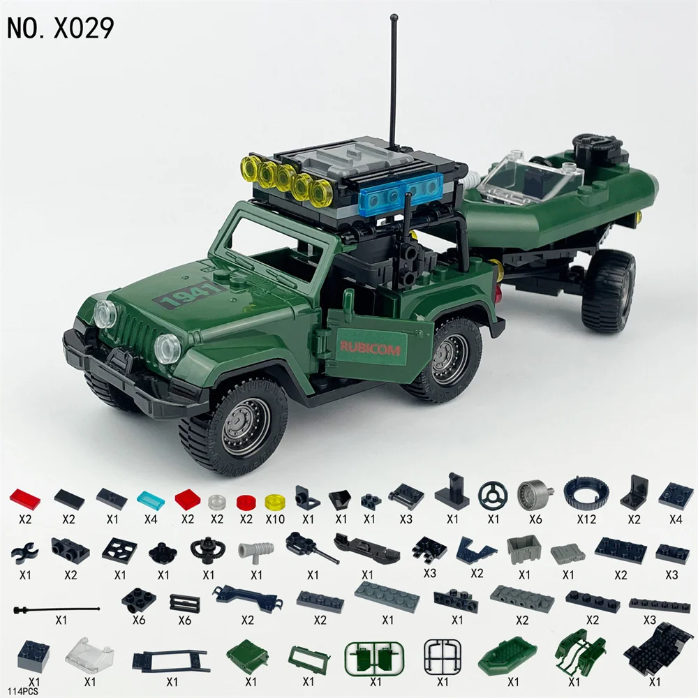 Вторая мировая война армированный автомобиль прицеп модель MOC DIY строительные