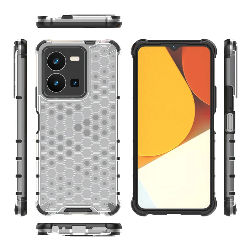 Shockproof Case for Vivo Y35 Cover for Vivo Y35 Capas Transparent Honeycomb Clear Cover for Vivo Y 22 35 22s Y22 Y22S Y35 Fundas