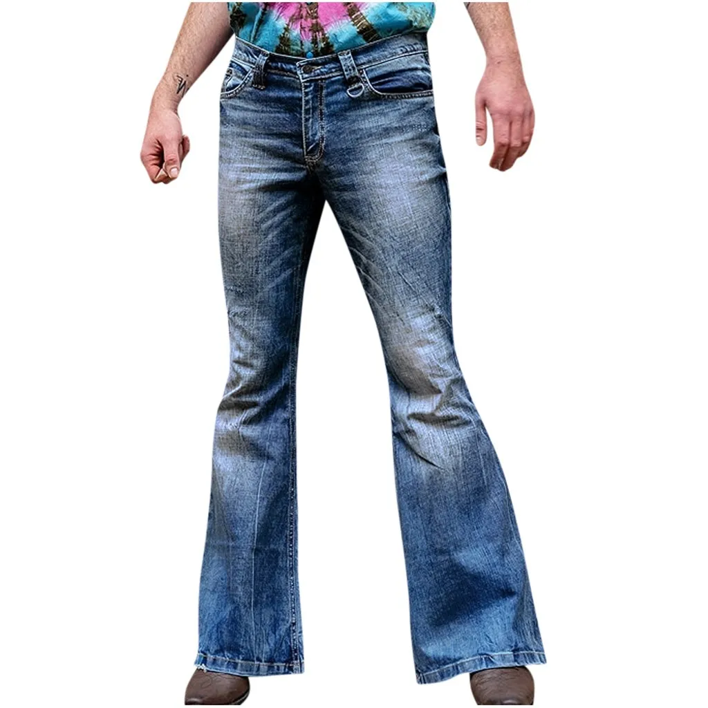 

New Mens Big Flared Jeans BootCut Leg Trousers Loose Male Designer Classic Denim Jeans Bell Bottom Jeans for Men Hosen Herren