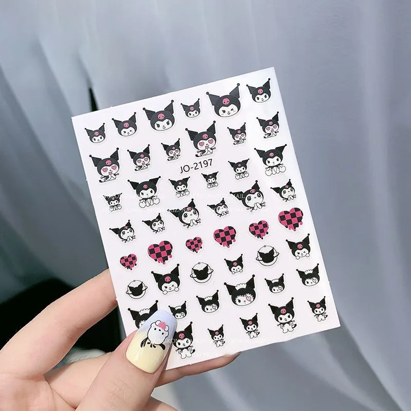 

Kawaii Kuromi Pochacco Nail Stick Cartoon Cute Anime Series Sanrioed Decorative Sticker Girl Heart Accessories Gift for Girls