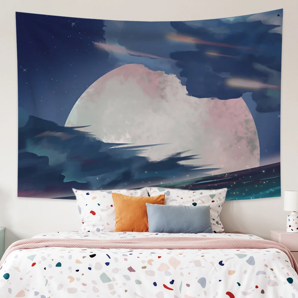 

Tarot Cartoon Moon Clouds Tapestry Divination Kawaii Room Decor Tapestries Boho Wall Hanging Decor Wall Hanging Customizable