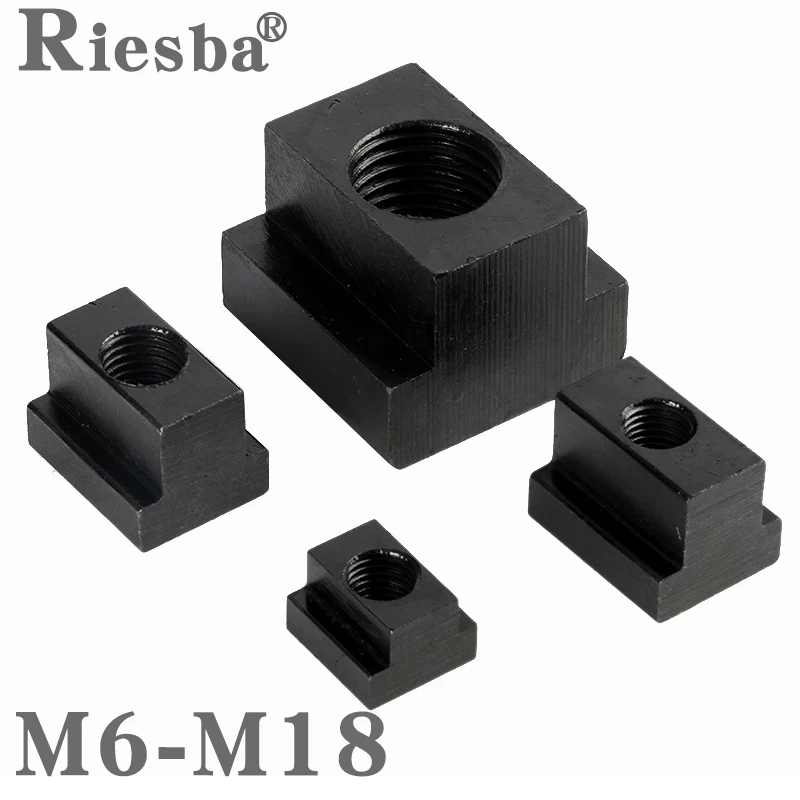 

2pcs M6 M8 M10 M12 M16 M18 Oxided 45# Steel Grade 8.8 Finish T-Slot HRC:23-32 T-nut T-block T-groove Pressing Plate Nut