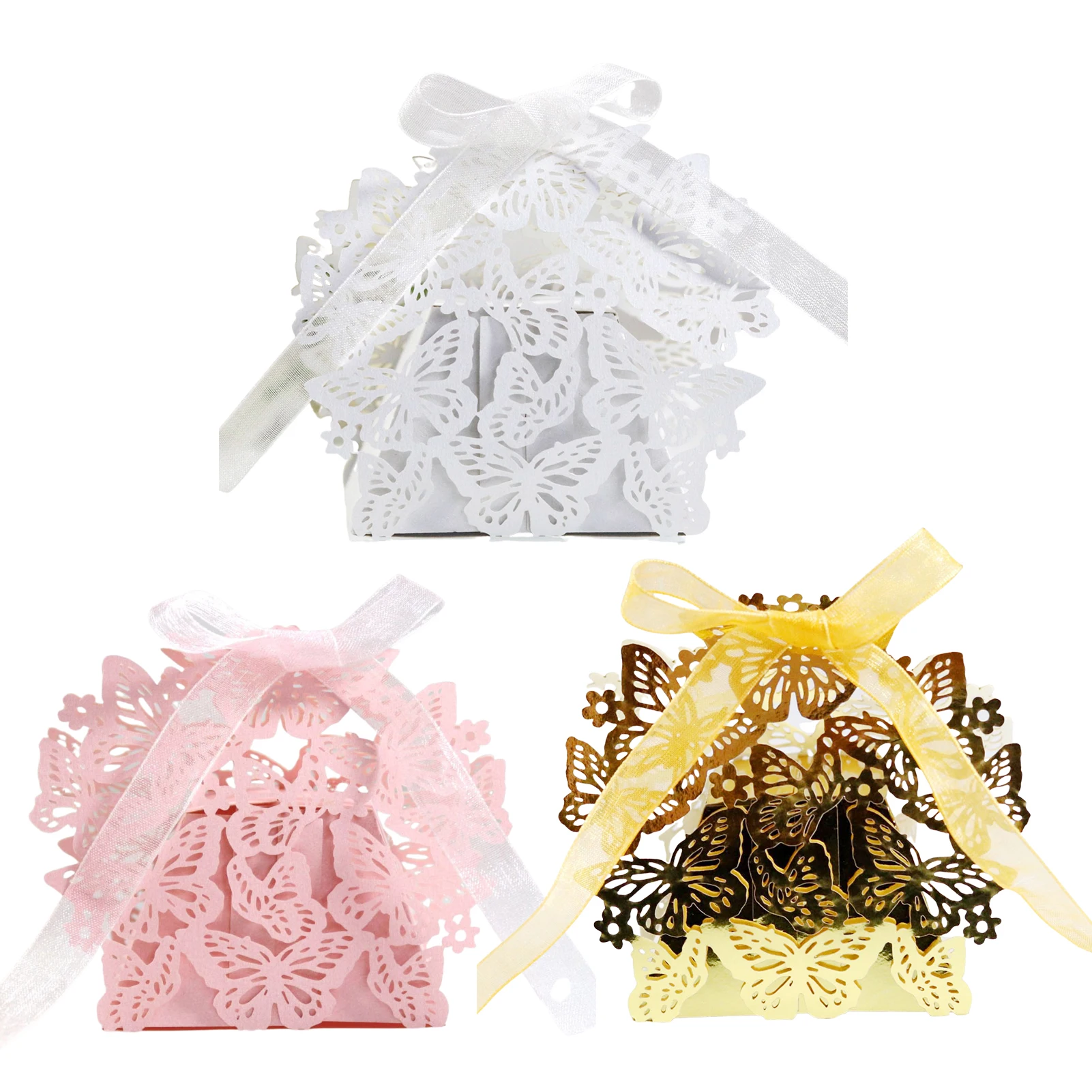

50pcs Butterfly Favor Boxes DIY Wedding Birthday Gift Candy Boxes Valentine Chocolate Box Birthday Treat Present Wrap Decor