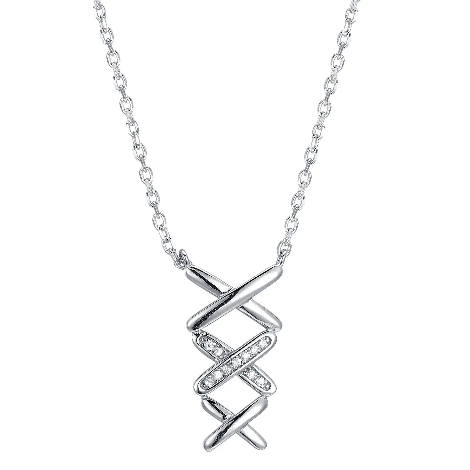 

925S silver high-grade fork and fork full of diamond pendant collarbone simple design women's necklace