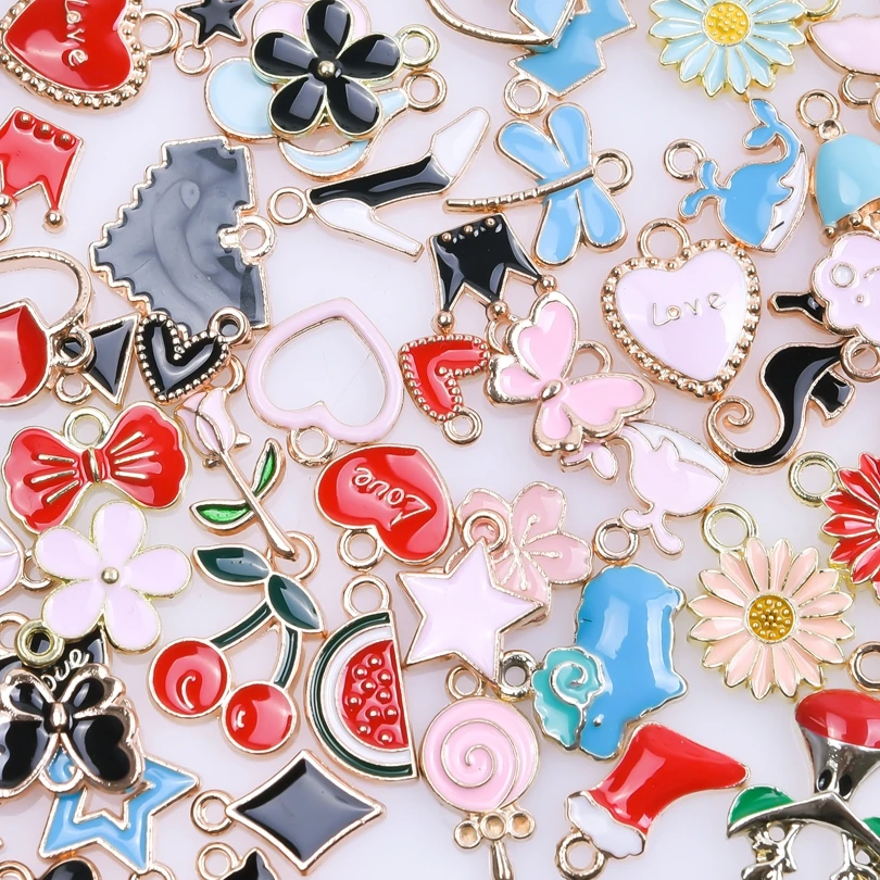 

10-50pcs/Lot Random Mix Daisy Hearts Bulk Charm Pendants For Jewelry Making Supplies Earrings Necklace Components Metal Findings