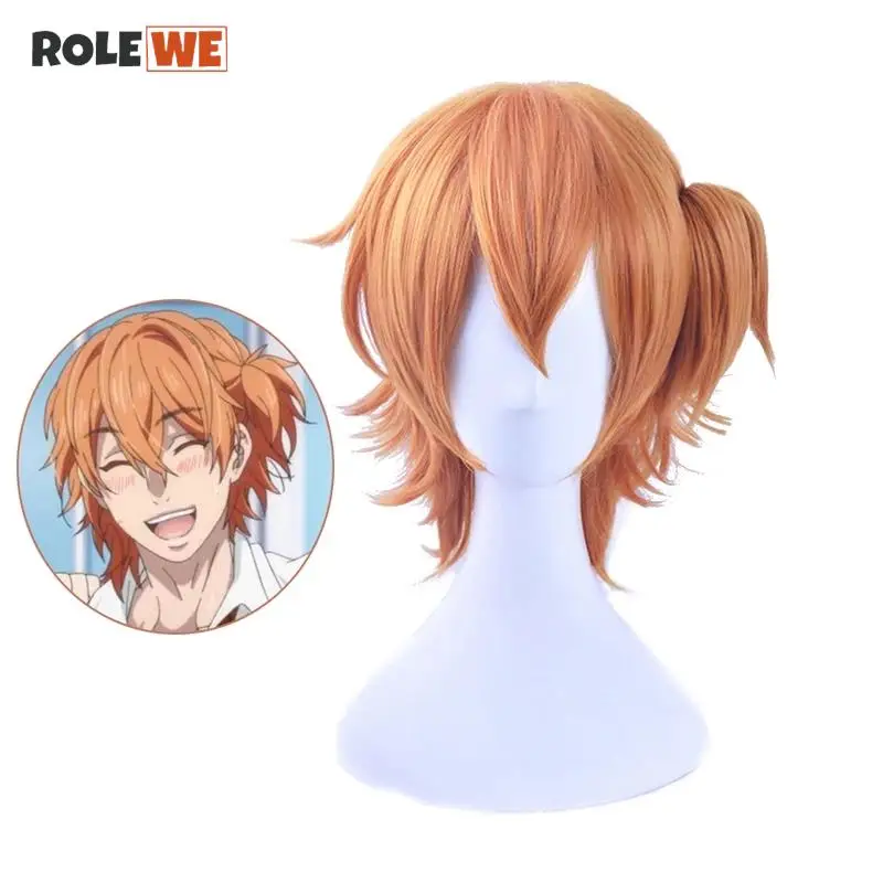 

Kyousuke Yaguchi Wig Yarichin Bitch Bu Club Wigs Orange Short Clip Ponytail Heat Resistant Synthetic Hair Cosplay Wig + Wig Cap