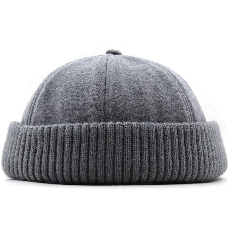 

New Winter Hat Sailor Cap for Men Women Brimless Hats Wool Thicken Hip Hop Beanie Skullcap Solid Color Girl Beanie Hat