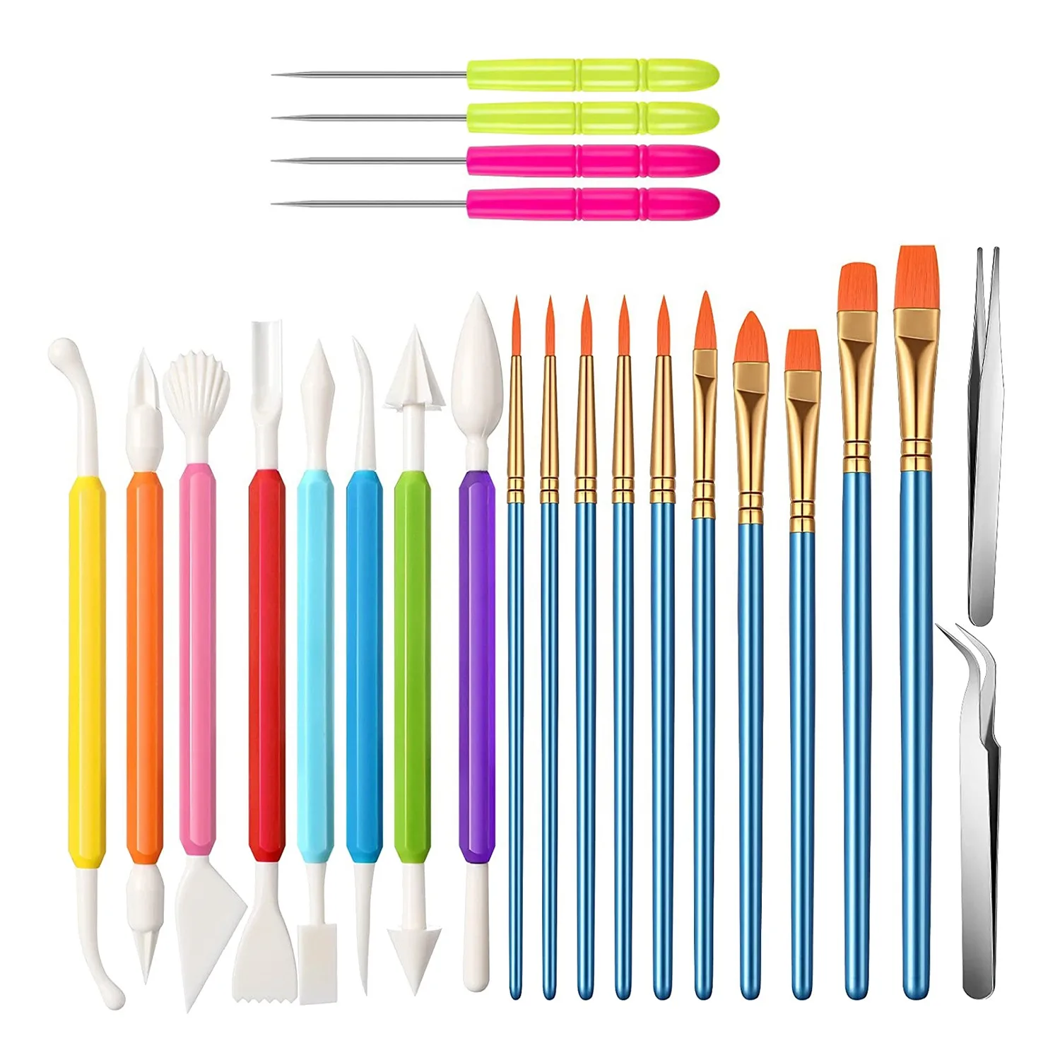 

24 Pcs Cookie Decorating Kit Fondant Cake Decorating Tool Include Decoration Brushes Stir Needle Modeling Tool Tweezer Photo