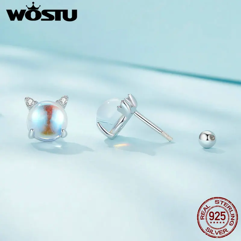 Женские серьги-гвоздики WOSTU серьги из стерлингового серебра 925 пробы в форме