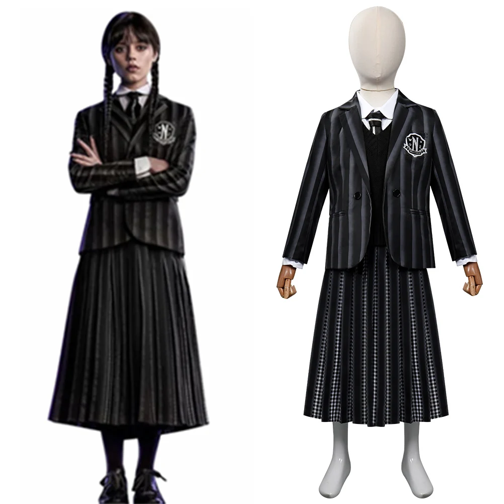 

Wednesday Addams Wednesday Cosplay Costume Kids Children School Uniform Dress Outfits Halloween Carnival Party Suit
