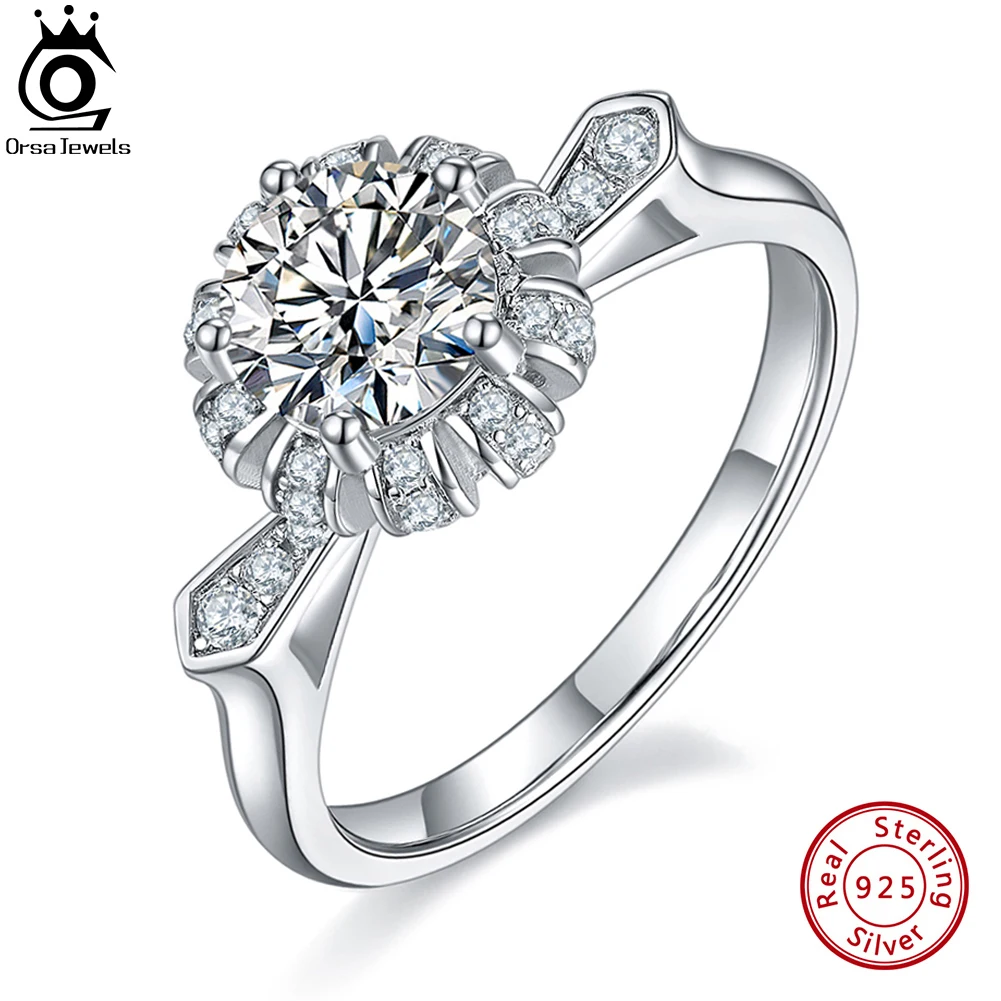 

Кольцо ORSA JEWELS 100% с мусанитом 1 карат, роскошное обручальное кольцо с бриллиантами для женщин и девушек, серебряные ювелирные украшения SMR70
