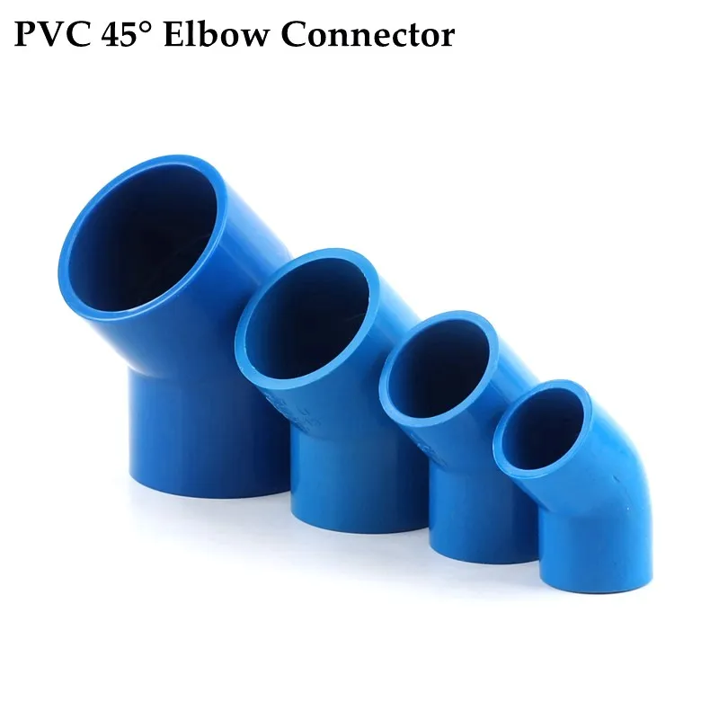 

Blue 20~75mm PVC Elbow Joints 45 Degrees Aquarium Tank Pipe Adapter Garden Water Connectors Irrigation System Fittings