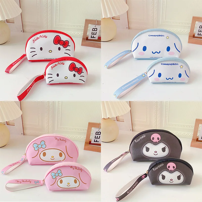 

37 Styles Kawaii Pu Cosmetic Bags Coin Purses 2-Piece Set Cute Cartoon Sanrioed Anime Kuromi Cinnamoroll My Melody Kittyed Bag