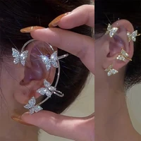 korean sparkling ear clip butterfly earrings for women ear cuff no piercing earring luminous zircon jewelry for woman party gift