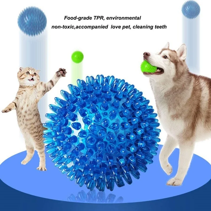 

Pet Dog Toys Cat Puppy Sounding Toy Squeaky Tooth Cleaning Ball TPR Training Pet Teeth Chewing Toy Thorn Balls Accessories