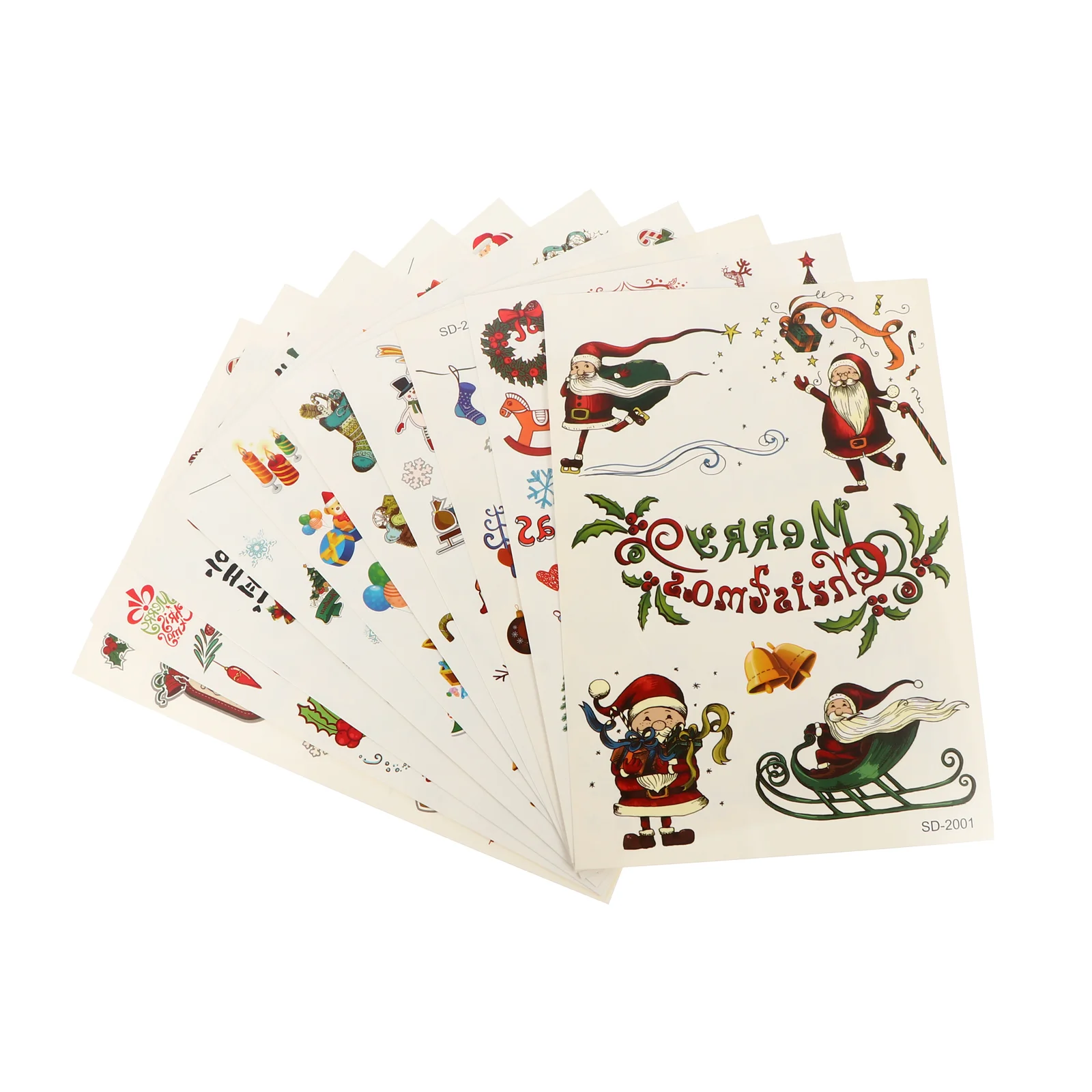 

10 Sheets Christmas Tattoo Stickers Tattoos Face Kids Party Favors Makeup Temporary Body Theme Cartoon