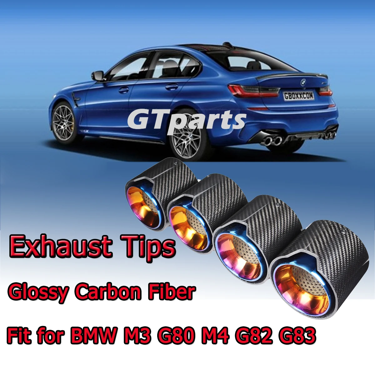

4 шт./компл. сгоревшая синяя труба из нержавеющей стали с глянцевой отделкой, углеродное волокно, глушитель для BMW M3 G80 M4 G82 G83