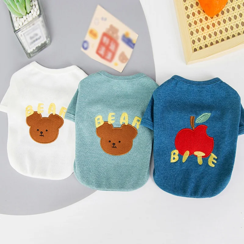 

Dogs Vest Spring Summer Pet Dog Clothes Cat Hooded Bear Printed Pet Dog T-shirt Puppy Chihuahua French Bulldog Pet Clothing