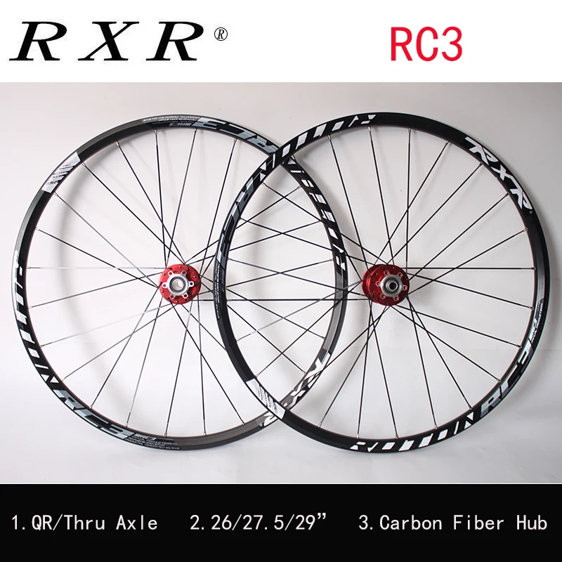 

RXR MTB Bicycle Wheelset RC3 26" 27.5" 29" Carbon Hub Wheel QR/Thru Axle front 2 Rear 5 Bearings 7-11speed Bicycle Wheel Parts