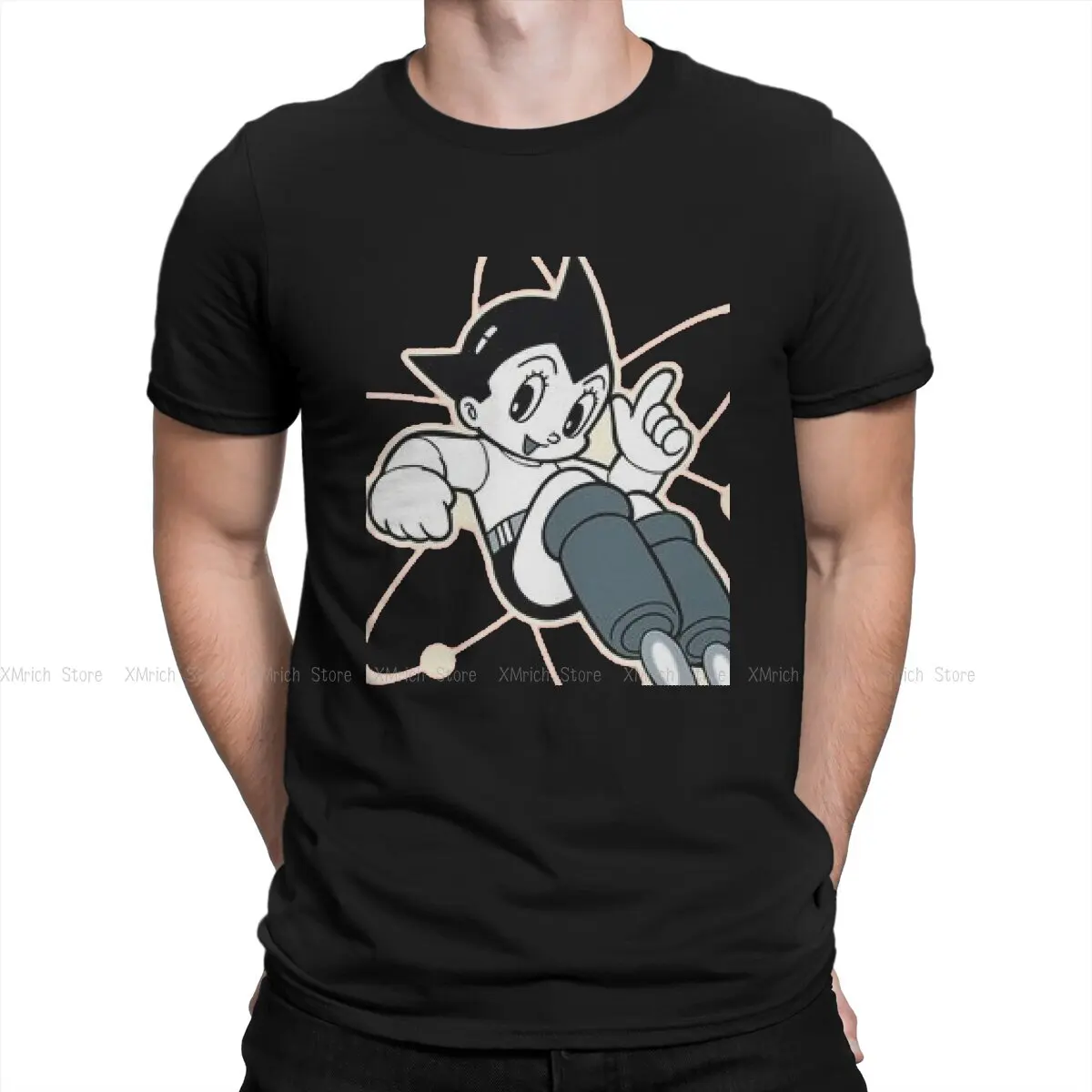 

Vintage Pink Less T-Shirts Men Crew Neck 100% Cotton T Shirt Mighty Atom Astro Boy Tetsuwan Short Sleeve Printing Clothing