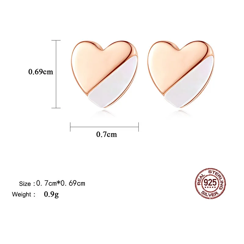 Серьги-гвоздики женские из серебра 925 пробы с сердечками и покрытием 18-каратного