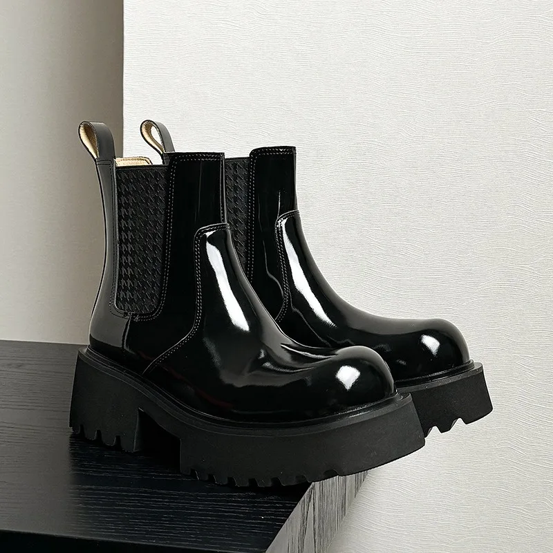 Мужские ботильоны из лакированной кожи высотой 6 см роскошные качественные