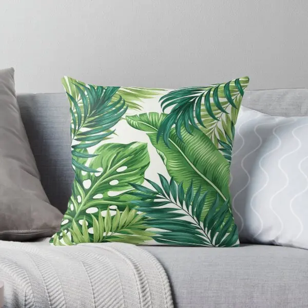 

Green Tropical Leaves Printing Throw Pillow Cover Fashion Case Fashion Wedding Square Waist Throw Anime Pillows not include