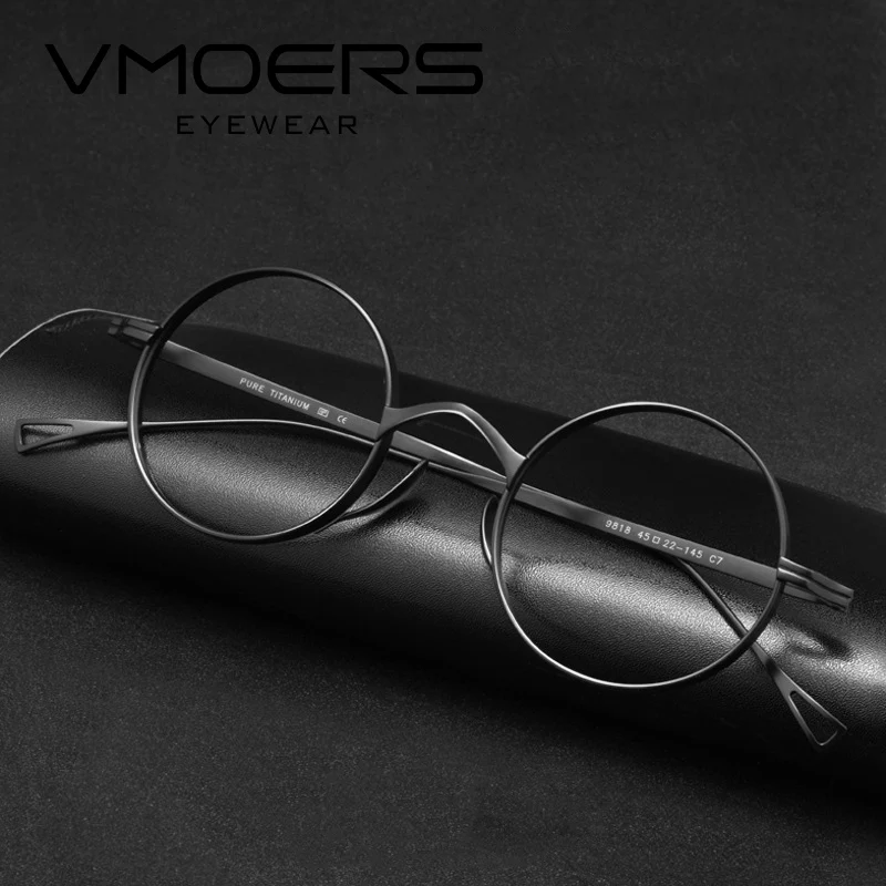 

VMOERS Pure Titanium Ultralight Frame Optical Glasses Wide-rim Retro Round Prescription Glasses Men Spectacles Myopia Eyeglasses