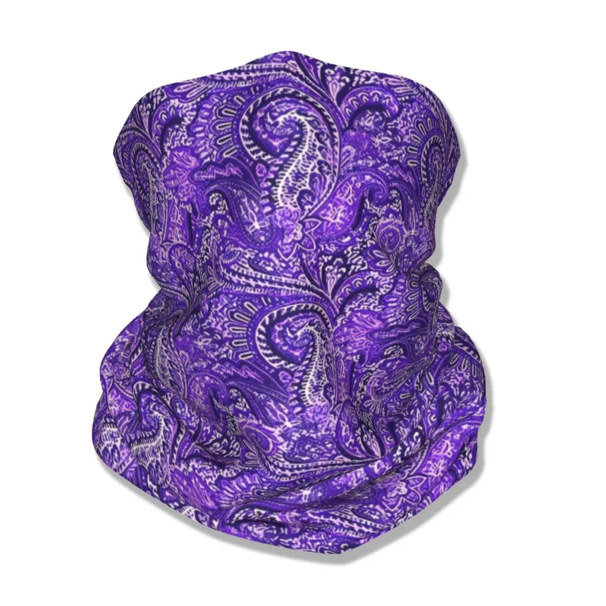 Фиолетовая бандана с узором пейсли гетры принтом богемная маска шарф