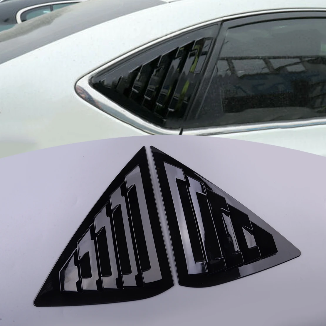 

Glossy Black 1 Pair Car Rear Window Louver Vent Cover Scoop Shutter Vent Trim Decor fit for Nissan Sentra Sedan 2013 2014-2019