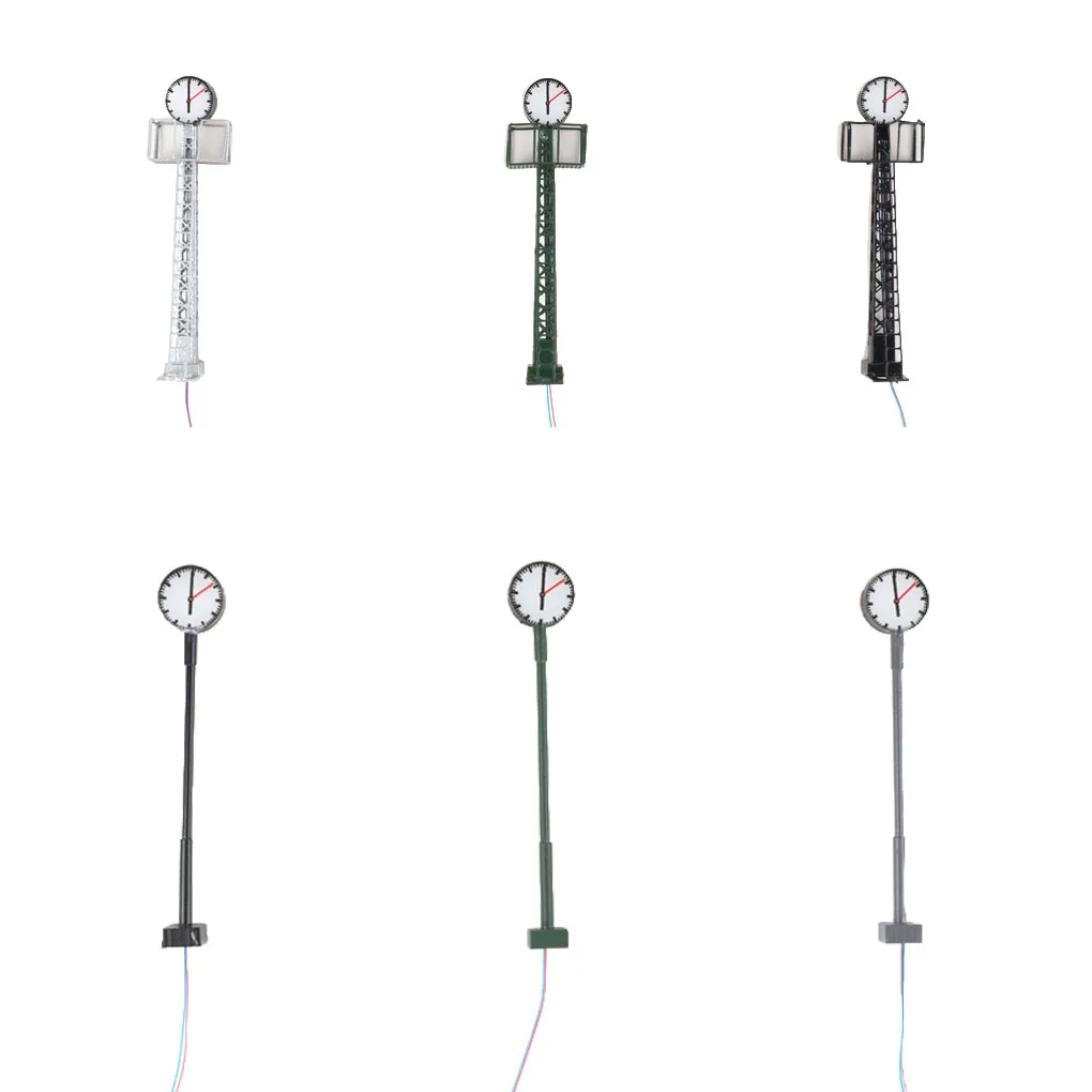 

Railway Clock Lamps Metal DIY Material Miniature Lamppost Train Lightweight Post Street Lights Home Decorations Type2
