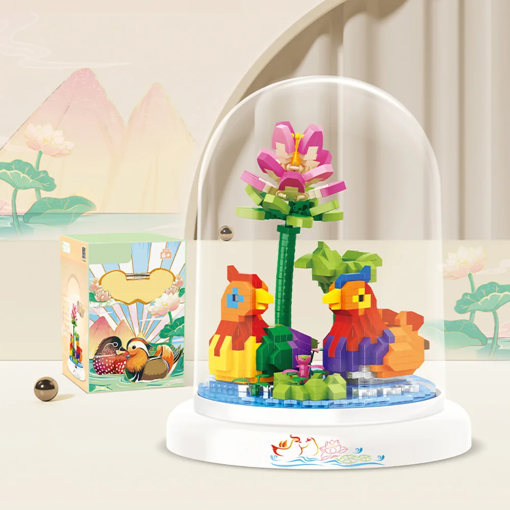 

Цветок строительные блоки Мандарин утки микро кирпичи игрушки сад креативная Модель Кирпичи MOC Diy игрушки для взрослых подарки пылезащитный чехол