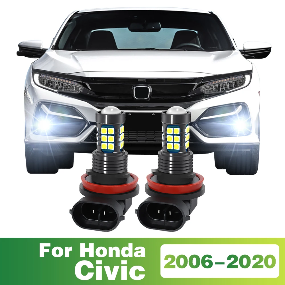 

2X светодиодные передние противотуманные фары для автомобиля фонарь для Honda Civic 8, 9, 10 поколения 2006-2020, 2007, 2008, 2009, 2016, 2017