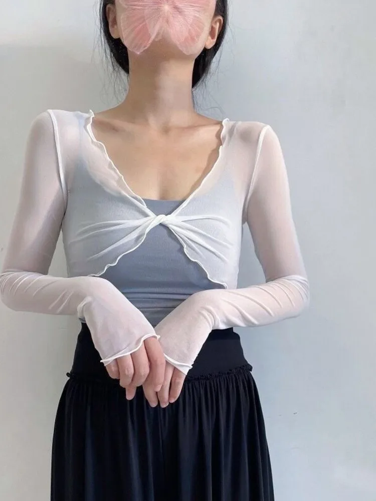 Верхняя одежда через плечо Сетчатая верхняя Одежда для классических танцев