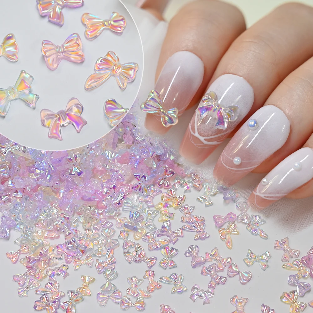 Амулеты для ногтей Aurora Mix с бантом около 600 шт. 50 г Y2K акриловые части ювелирные