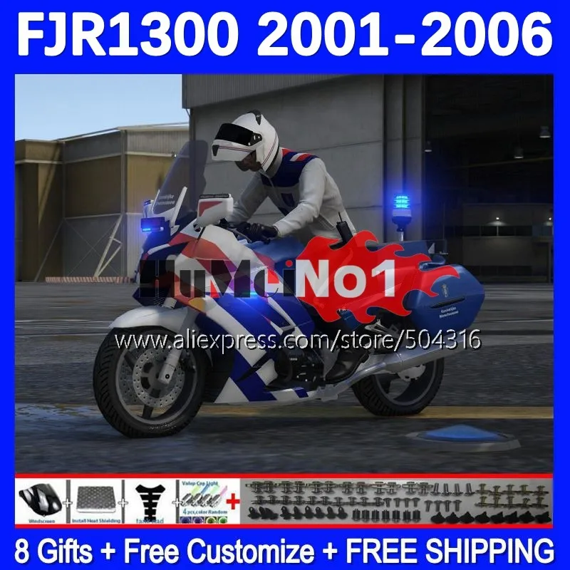 

Body For YAMAHA FJR-1300 FJR1300 FJR1300A 01 02 03 05 06 158MC.104 blue gloss FJR 1300 A C 2001 2002 2003 2004 2005 2006 Fairing