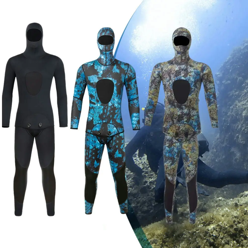 

3mm Camouflage Wetsuit Long Sleeve Fission Hooded Neoprene Submersible For Men Keep Warm Waterproof Diving Suit