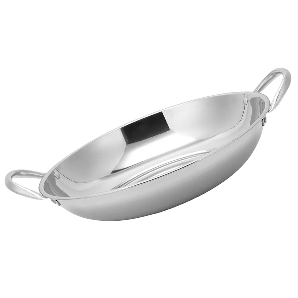 

Stainless Steel Pot Kitchen Food Wok Cooking Daily Use Home Accessory Household Metal Hot Frying Pan