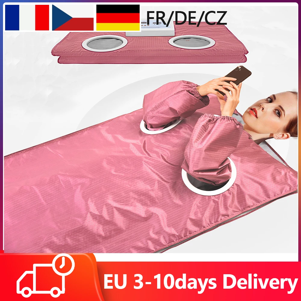 

Upgraded Far Infrared Sauna Blanket with Hand Sleeves 2 Zone Thermal Slimming Heating Sauna Blanket For Women Weight Loss