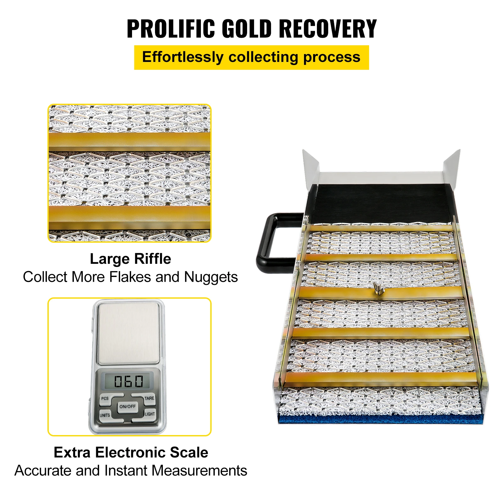 VEVOR Aluminum Alloy Sluice Box with Digital Pocket Scale 24/30/36/50in Portable Manual Gold Jewelry Panning Prospecting Tools 6 VEVOR Aluminum Alloy Sluice Box with Digital Pocket Scale 24/30/36/50in Portable Manual Gold Jewelry Panning Prospecting Tools 6
