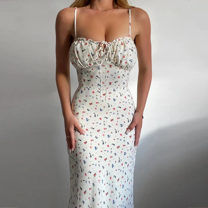 

Женское летнее облегающее платье Wepbel, блестящее платье во французском стиле на бретелях-спагетти с цветочным принтом, обтягивающее Привлекательное платье с глубоким вырезом