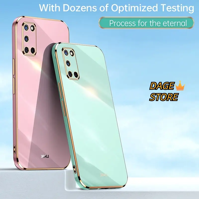

for Oppo A52 A72 A92 Solid Color Straight Edge 6D Plating TPU Soft Case