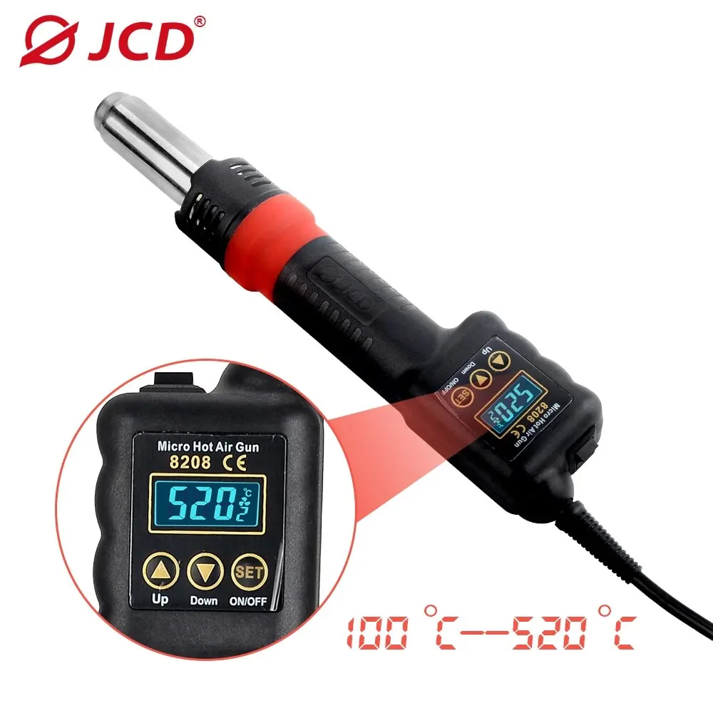 JCD Micro Hot Air Gun 8208 750 Вт с цифровым дисплеем для дома Универсальный термопистолет DIY