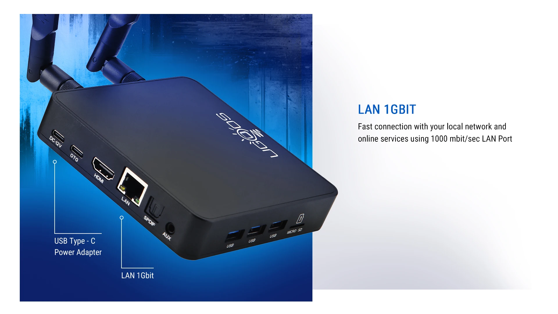 Фото Оригинальная смарт-приставка Ugoos AM9 Android 14 Amlogic S905x5 LPDDR4X 4 ГБ 64 ГБ WiFi BT5.2 LAN 1000M с голосовым пультом дистанционного управления BT Top Box №5