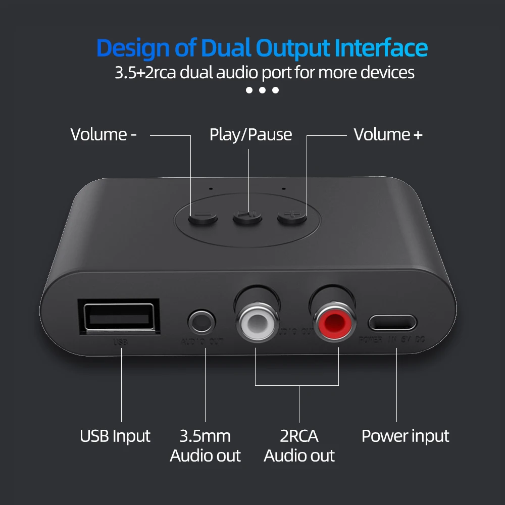 Bluetooth 5.0 Audio Receiver U Disk NFC RCA 3.5mm 3.5 AUX Jack Stereo Music Wireless Adapter with Mic For Car Kit Speaker images - 6